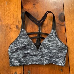 Gray and black strappy sports bra size XS